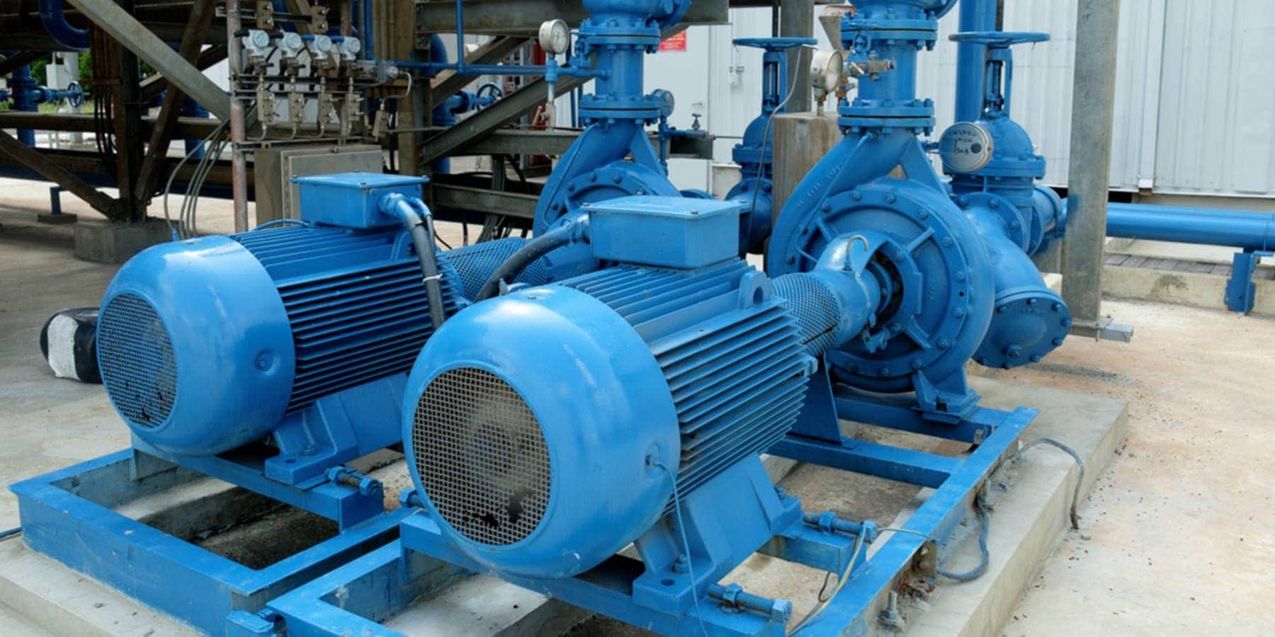 2 Large Industrial Pumps Blue